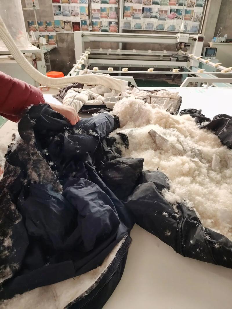 旧羽绒服加工羽绒被废物利用 #现场实拍 #工作实拍 #实体